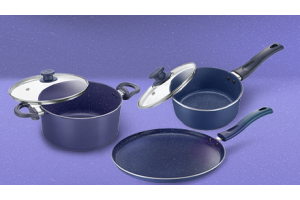 Ceramic Cookware Featuring Cooking Pans With Lids and a Frying Pan
